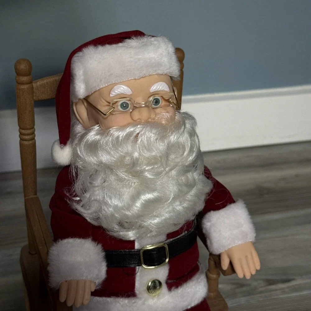 Gemmy North Pole‎ Productions Vtg 1991 Rocking Chair Santa Jingle Bells 13